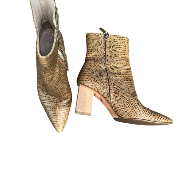 Freda Salvador tan brown animal print leather wooden heel boots 8  SPAIN - Picture 1 of 7